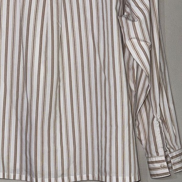 Vintage Separate Issue Brown and White Striped Casual Shirt - Picture 9 of 10